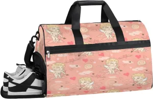 Cute Heart Sports Gym Bag with Wet Pocket & Shoes Compartment Waterproof Workout Duffel Bag for Women and Men Weekender Overnight Duffle Bag Travel Carry-on Tote