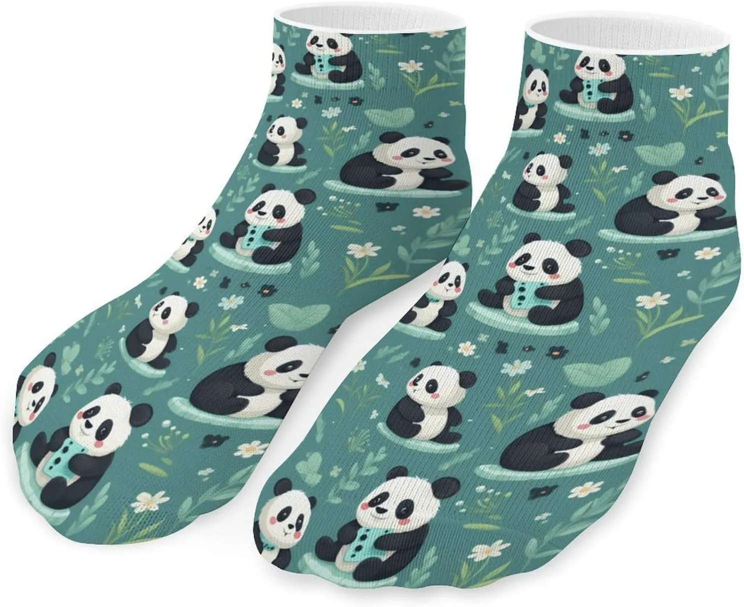 Cute Pandas Cute Ankle Socks 1 Pairs Low Cut No Show Sock Breathable Stocking for Men Women