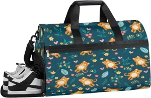 Cute Tiger Sports Gym Bag with Wet Pocket & Shoes Compartment Waterproof Workout Duffel Bag for Women and Men Weekender Overnight Duffle Bag Travel Carry-on Tote