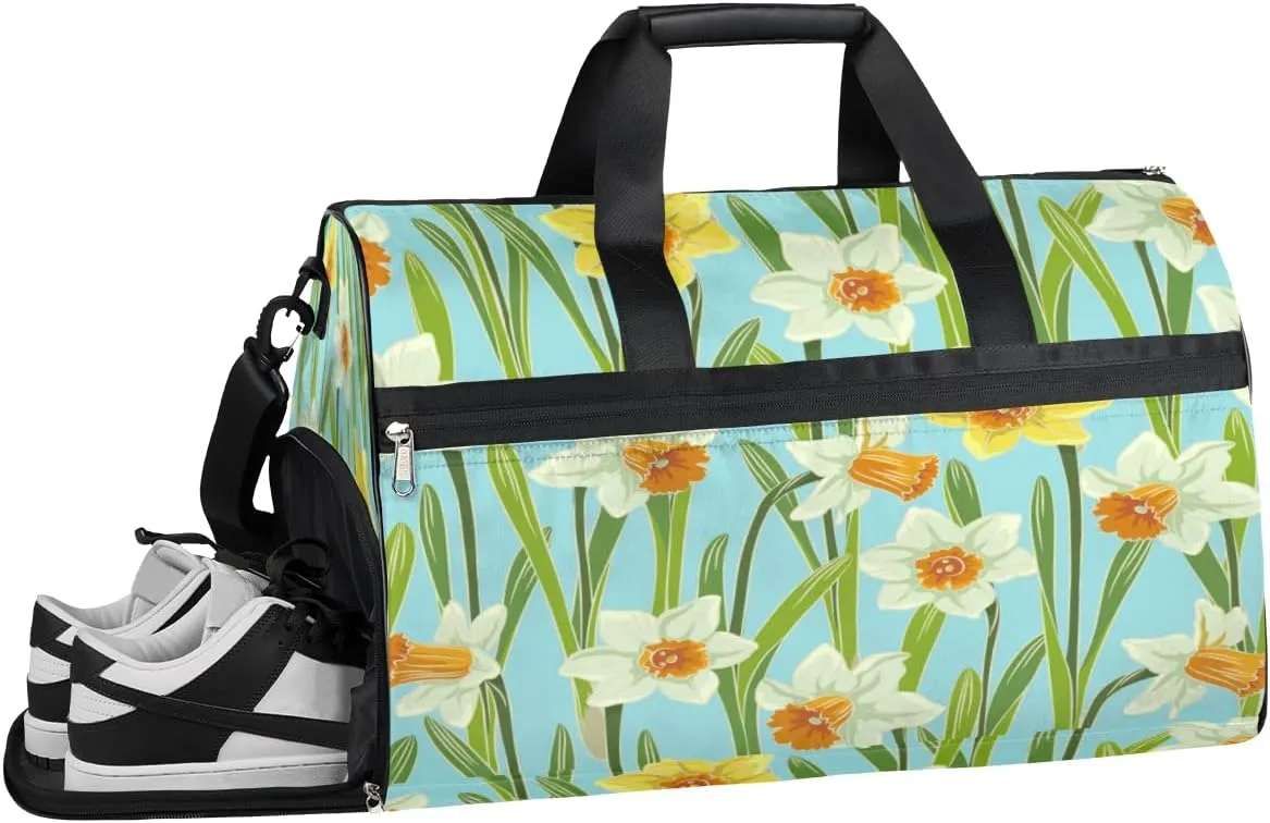 Daffodil Sports Gym Bag with Wet Pocket & Shoes Compartment Waterproof Workout Duffel Bag for Women and Men Weekender Overnight Duffle Bag Travel Carry-on Tote