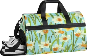 Daffodil Sports Gym Bag with Wet Pocket & Shoes Compartment Waterproof Workout Duffel Bag for Women and Men Weekender Overnight Duffle Bag Travel Carry-on Tote