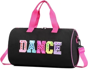 Dance Duffle Bag for Girls, Kids Toy Storage Bag,Weekend Bag,Overnight Bag,Gymnastics bag 17"Lx9"Wx9"H, Colorful, Cute