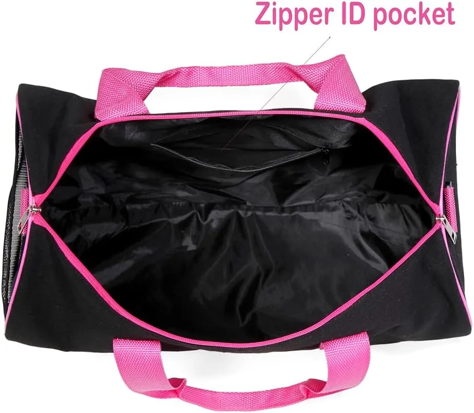 Dance Duffle Bag for Girls, Kids Toy Storage Bag,Weekend Bag,Overnight Bag,Gymnastics bag 17"Lx9"Wx9"H, Colorful, Cute