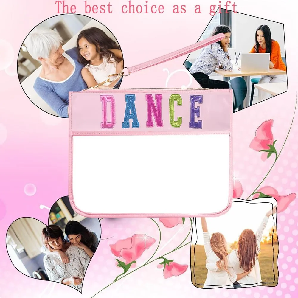 Dance Duffle Bag for Girls, Kids Toy Storage Bag,Weekend Bag,Overnight Bag,Gymnastics bag 17"Lx9"Wx9"H, Light purple set-clear letter bag, Cute