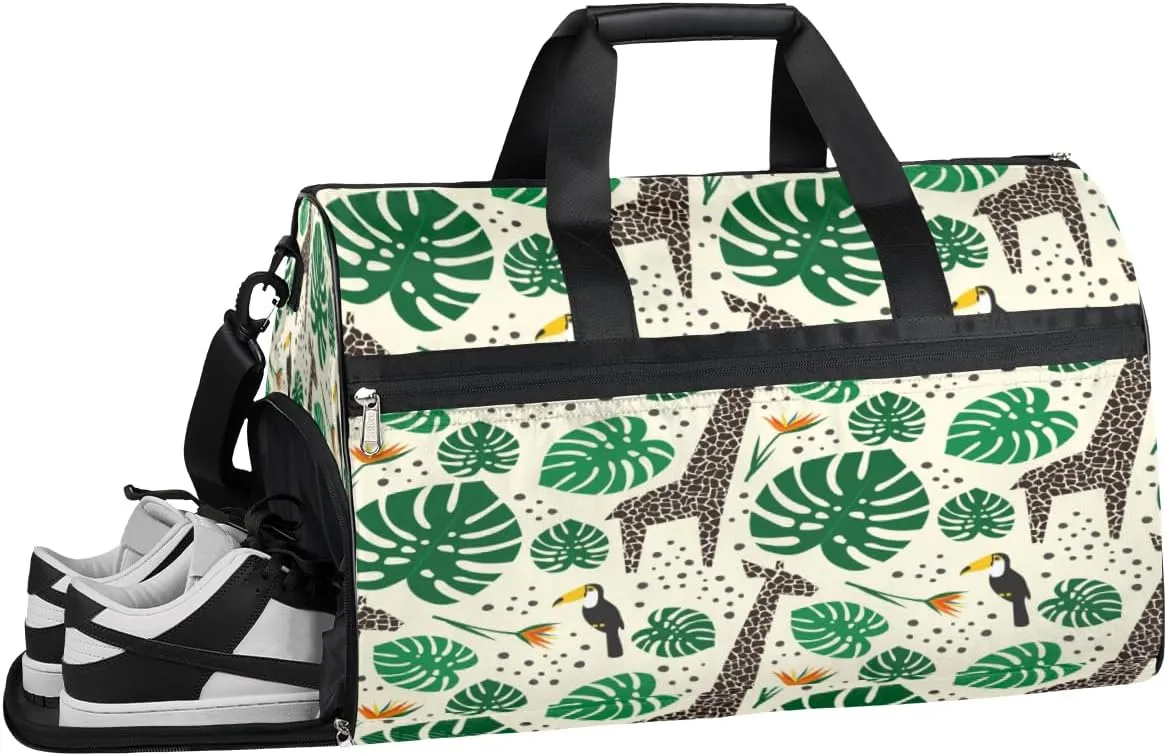 Deer Animal Design Sports Gym Bag with Wet Pocket & Shoes Compartment Waterproof Workout Duffel Bag for Women and Men Weekender Overnight Duffle Bag Travel Carry-on Tote