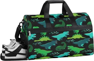 Dinosaur Animal Design Sports Gym Bag with Wet Pocket & Shoes Compartment Waterproof Workout Duffel Bag for Women and Men Weekender Overnight Duffle Bag Travel Carry-on Tote