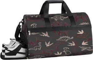 Dinosaur Pattern Sports Gym Bag with Wet Pocket & Shoes Compartment Waterproof Workout Duffel Bag for Women and Men Weekender Overnight Duffle Bag Travel Carry-on Tote
