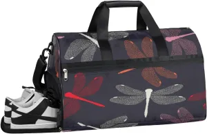 Dragonflies Sports Gym Bag with Wet Pocket & Shoes Compartment Waterproof Workout Duffel Bag for Women and Men Weekender Overnight Duffle Bag Travel Carry-on Tote