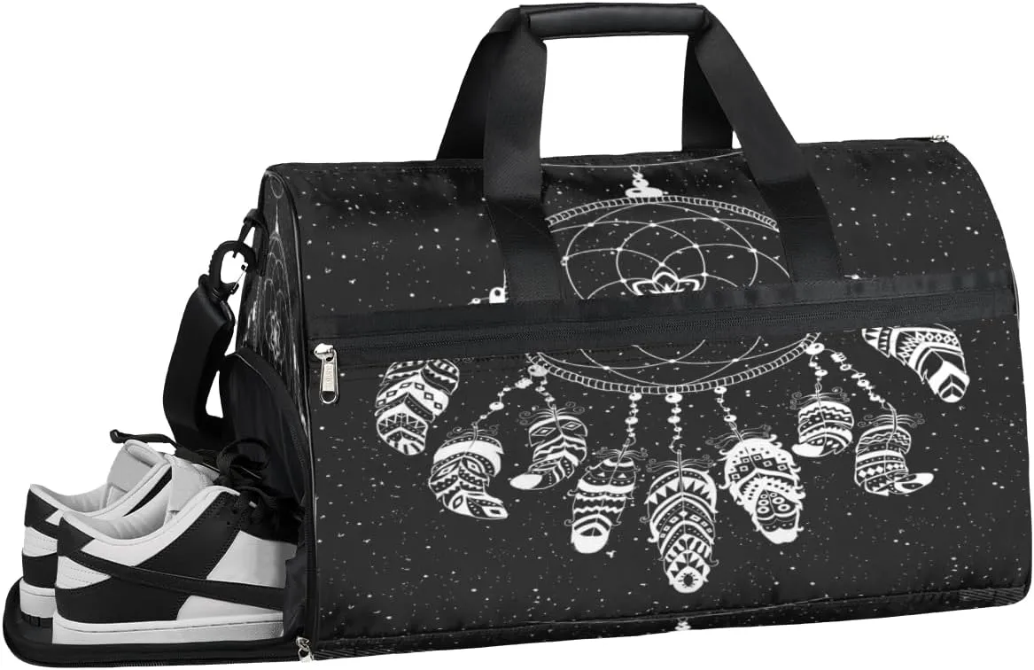 Dreamcatcher Style Sports Gym Bag with Wet Pocket & Shoes Compartment Waterproof Workout Duffel Bag for Women and Men Weekender Overnight Duffle Bag Travel Carry-on Tote