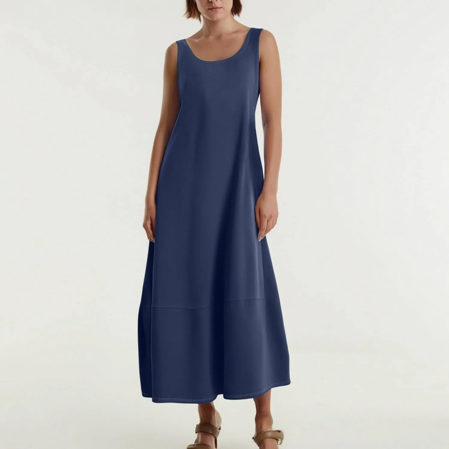 Dresses for Women 2025 Summer Casual Maxi Dress Scoop Neck Sleeveless Sundress Loose Flowy Beach Vacation Tank Dress