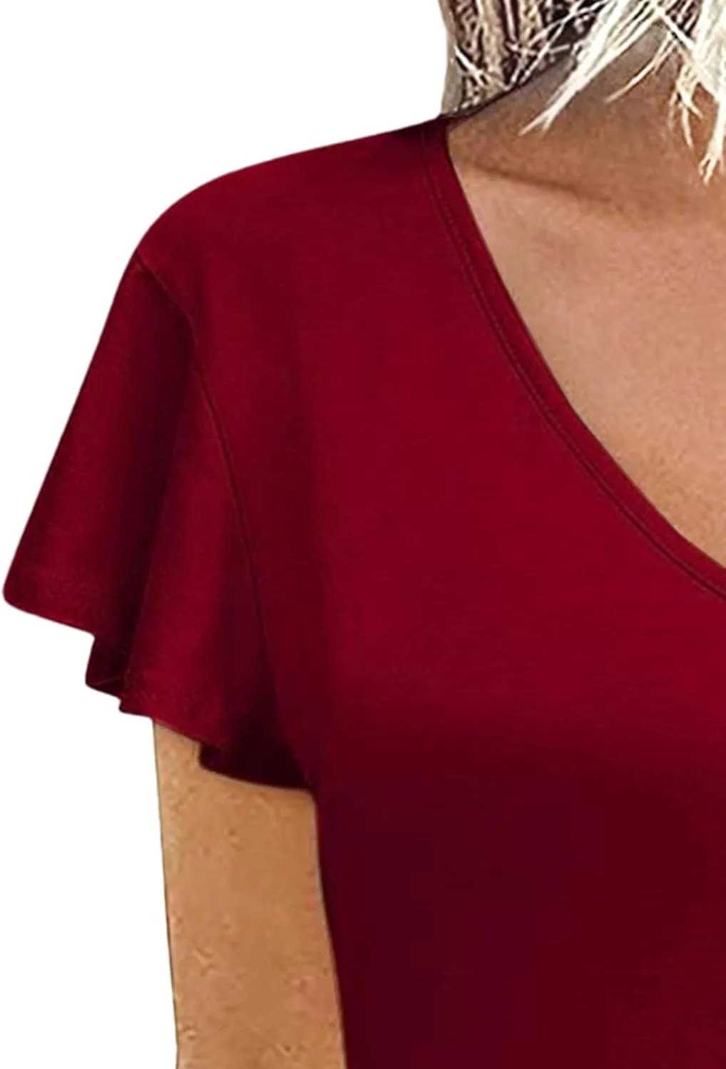Dresses for Women V Neck Ruffle Short Sleeve Casual Tiered Dress Boho Sundress Swing Mini Dress A Line Dresses