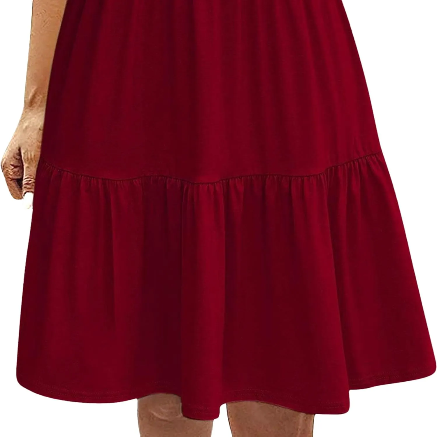 Dresses for Women V Neck Ruffle Short Sleeve Casual Tiered Dress Boho Sundress Swing Mini Dress A Line Dresses