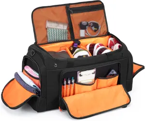 DSLEAF Sneaker Bag with 3 Adjustable Dividers for 4 Pairs of Shoes (US Mens Size 14), Tactical Sneaker Travel Bag with Detachable Shoulder, Shoe Dufflle Bag with TSA Carry-on Approved Size