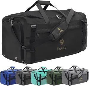 Eackrola Gym Bags for Men with Shoe Compartment Sports Duffel bag with Wet Pocket for women 65L, Black, 65L, Gym