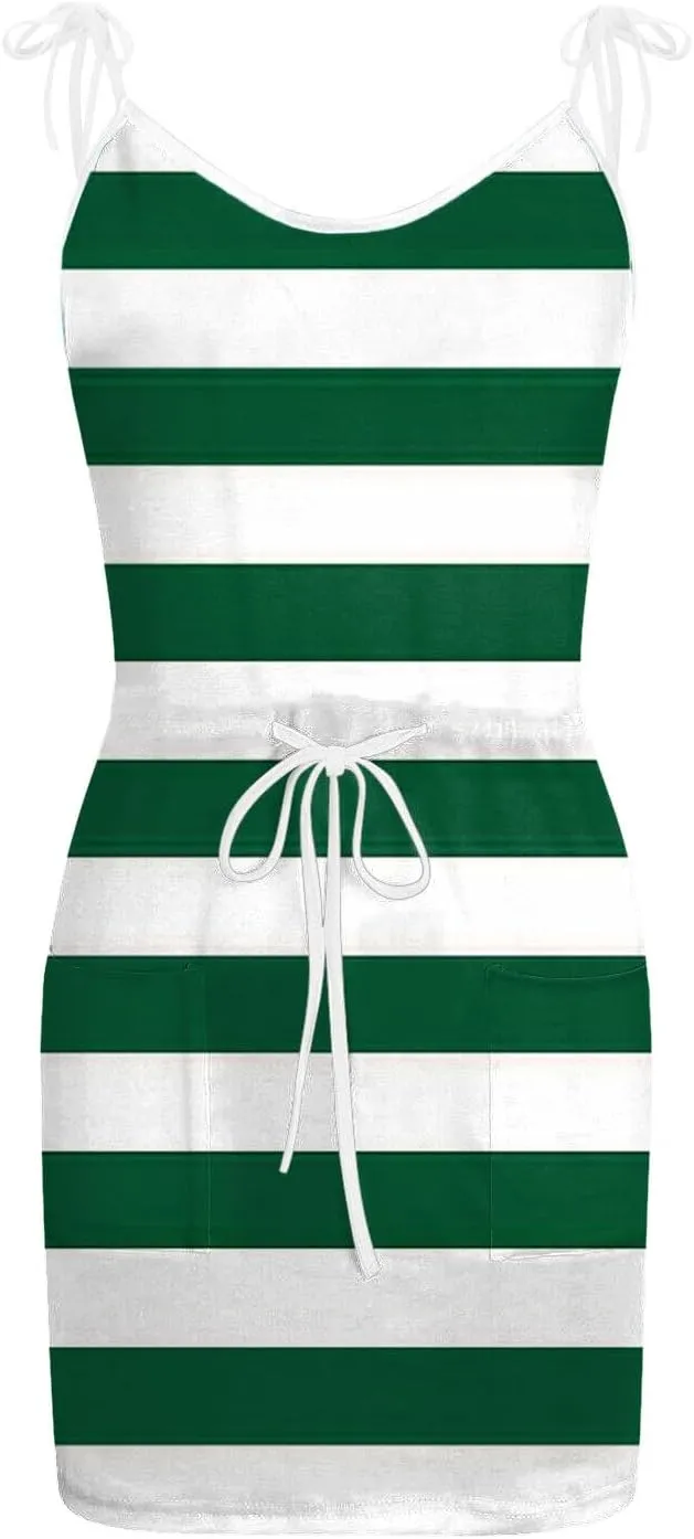 Eduavar Summer Dresses for Women 2024, Dresses for Women 2024 Casual Color Block V Neck Camisole Tank Dress with Drawstring