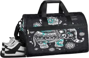Elephant Mandala Sports Gym Bag with Wet Pocket & Shoes Compartment Waterproof Workout Duffel Bag for Women and Men Weekender Overnight Duffle Bag Travel Carry-on Tote
