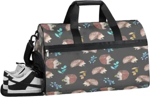 Erizos Animals Pattern Sports Gym Bag with Wet Pocket & Shoes Compartment Waterproof Workout Duffel Bag for Women and Men Weekender Overnight Duffle Bag Travel Carry-on Tote