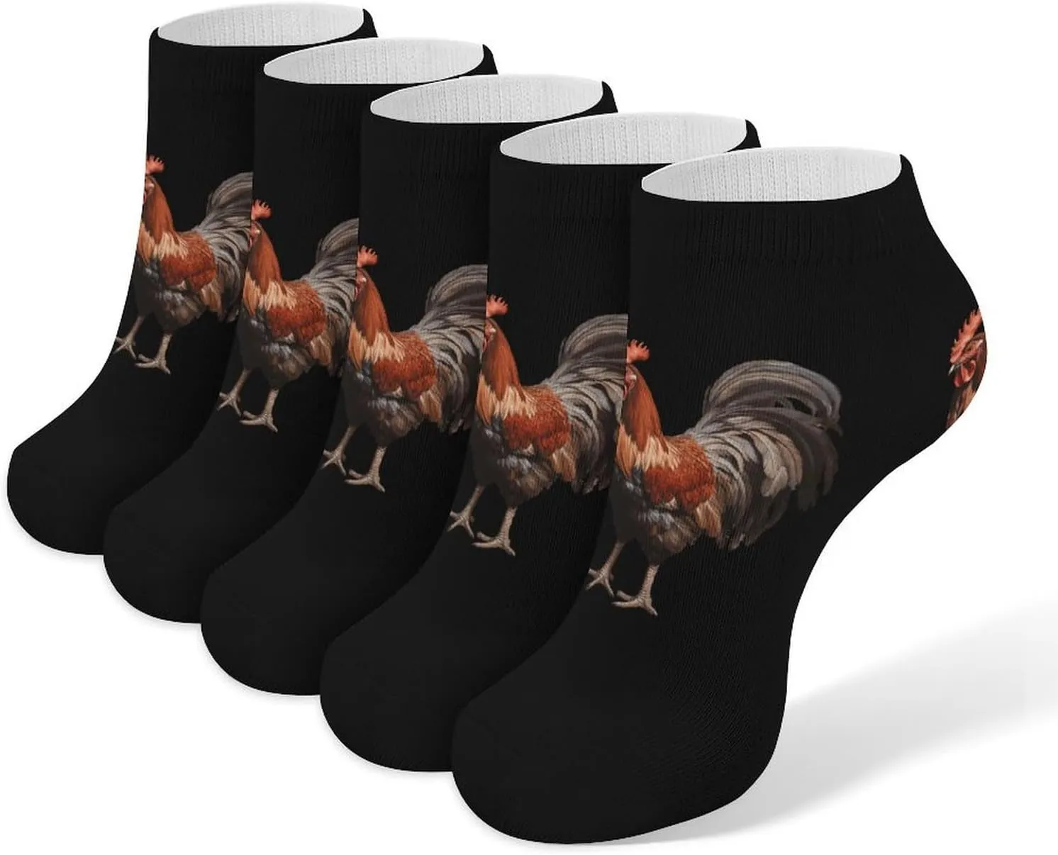 Farm Rooster Ankle Socks for Men Women No Show Socks Lightweight Low Cut 5 Pairs