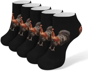 Farm Rooster Ankle Socks for Men Women No Show Socks Lightweight Low Cut 5 Pairs