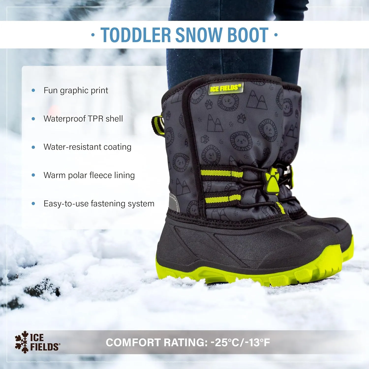 Flake Toddler Little Kids Snow Winter Boots, Warm, Waterproof Shell, Fleece-Lined Shoes