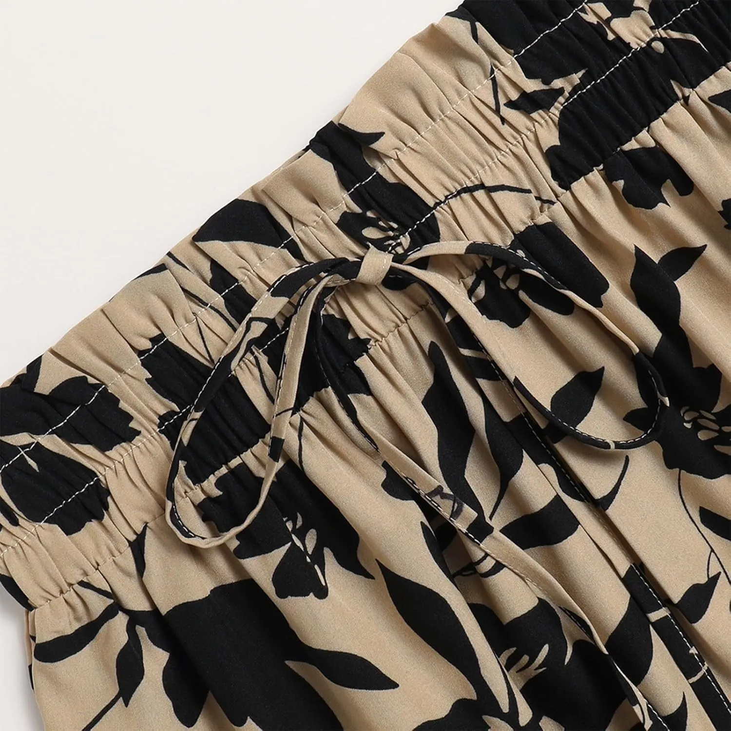 Floral Maxi Skirt for Women Summer Comfy Tiered Elastic High Waisted Skirts Vacation A-Line Flowy Swing Long Skirts