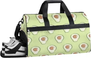 Fruit Summer Avocado Sports Gym Bag with Wet Pocket & Shoes Compartment Waterproof Workout Duffel Bag for Women and Men Weekender Overnight Duffle Bag Travel Carry-on Tote