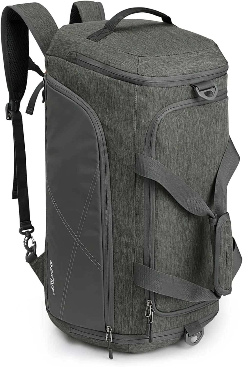 G4Free 45L 3-Way Duffle Backpack Gym Bag with Wet Pocket & Shoes Compartment for Men Women, Lightweight Sports Travel Weekender Overnight Duffel Bag, Light Grey, 60L