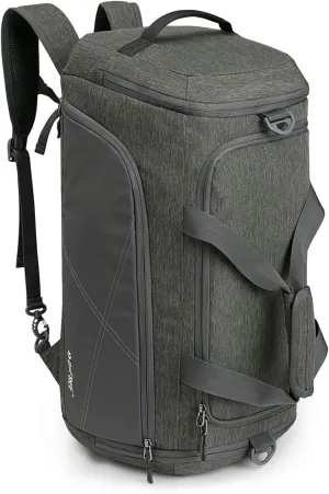 G4Free 45L 3-Way Duffle Backpack Gym Bag with Wet Pocket & Shoes Compartment for Men Women, Lightweight Sports Travel Weekender Overnight Duffel Bag, Light Grey, 60L