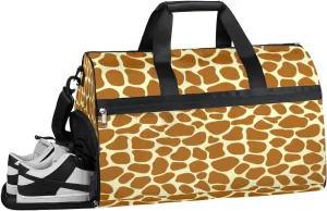Giraffe Print Sports Gym Bag with Wet Pocket & Shoes Compartment Waterproof Workout Duffel Bag for Women and Men Weekender Overnight Duffle Bag Travel Carry-on Tote