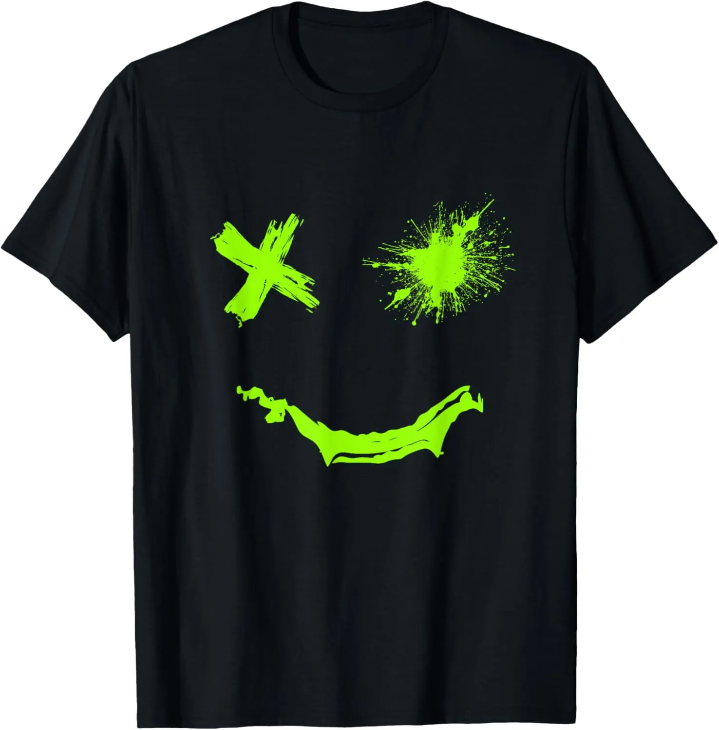 Green Grunge Smile Green Color Graphic T-Shirt