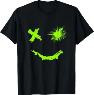 Green Grunge Smile Green Color Graphic T-Shirt