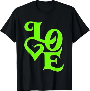 Green LOVE Green Color Graphic T-Shirt