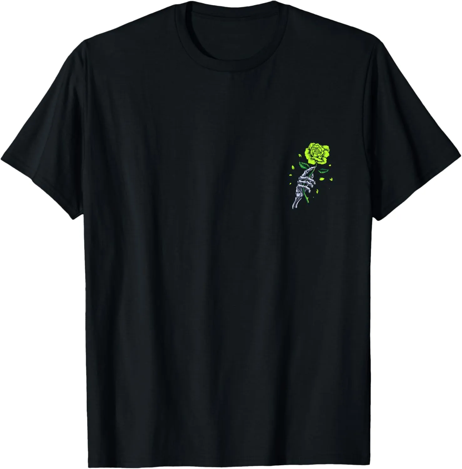 Green Skeletal Last Rose Green Color Graphic T-Shirt