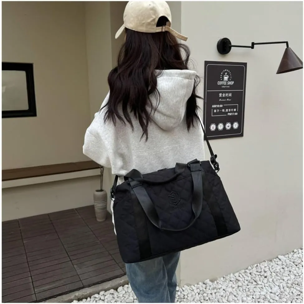 Gym Bag for Women,Sports Travel Duffel Bag, Weekender Overnight Bag with Wet Pocket and Shoes Compartment for Women, Travel,Workout,Gym, Yoga 1108 (Black)