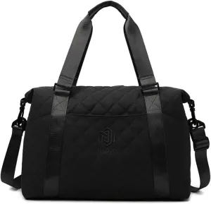 Gym Bag for Women,Sports Travel Duffel Bag, Weekender Overnight Bag with Wet Pocket and Shoes Compartment for Women, Travel,Workout,Gym, Yoga 1108 (Black)