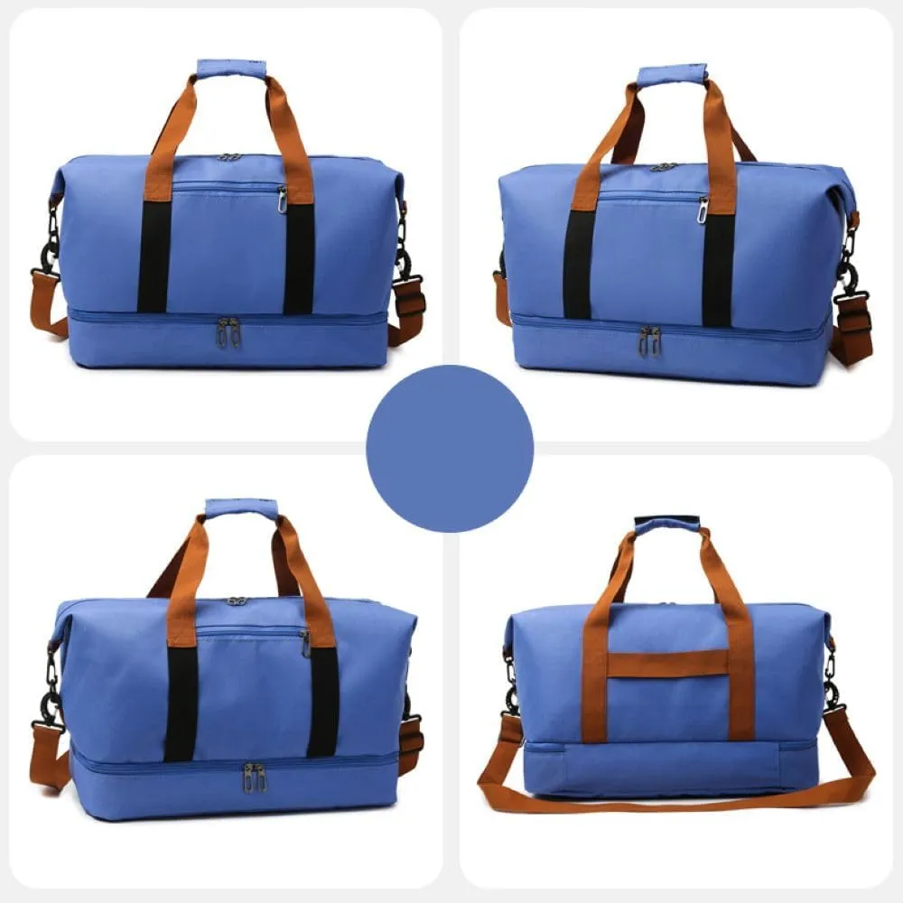 Gym Bag for Women,Sports Travel Duffel Bag, Weekender Overnight Bag with Wet Pocket and Shoes Compartment for Women, Travel,Workout,Gym, Yoga 8100 (Lake Blue)