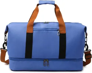 Gym Bag for Women,Sports Travel Duffel Bag, Weekender Overnight Bag with Wet Pocket and Shoes Compartment for Women, Travel,Workout,Gym, Yoga 8100 (Lake Blue)