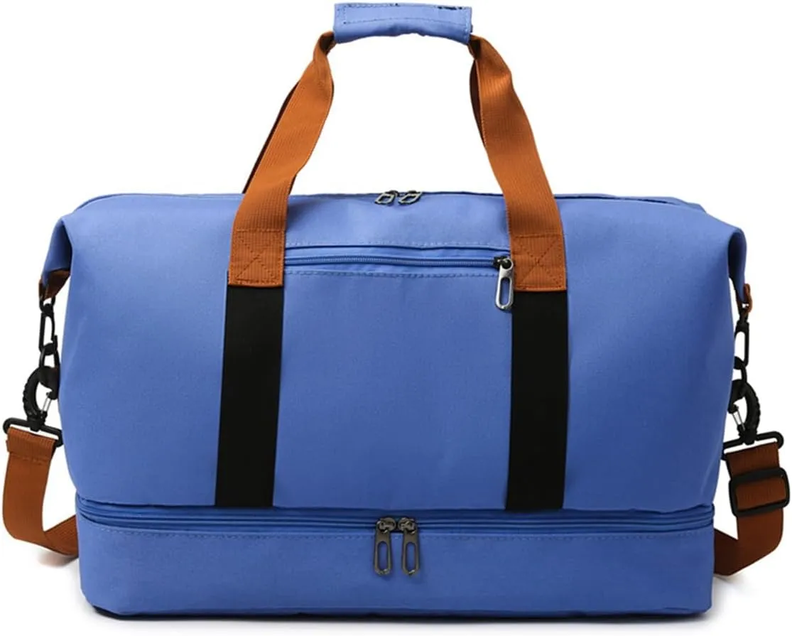 Gym Bag for Women,Sports Travel Duffel Bag, Weekender Overnight Bag with Wet Pocket and Shoes Compartment for Women, Travel,Workout,Gym, Yoga 8100 (Lake Blue)