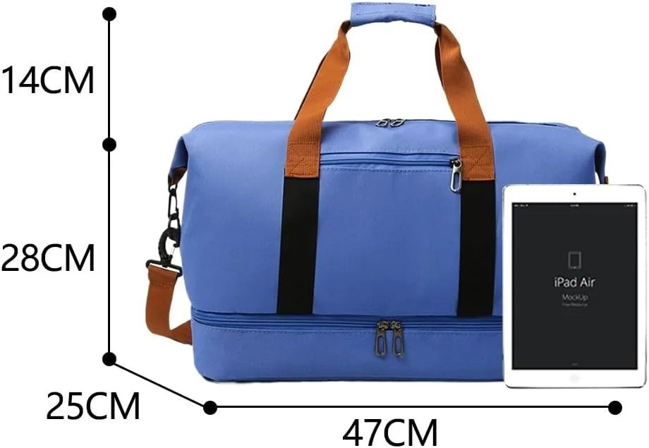 Gym Bag for Women,Sports Travel Duffel Bag, Weekender Overnight Bag with Wet Pocket and Shoes Compartment for Women, Travel,Workout,Gym, Yoga 8100 (Lake Blue)