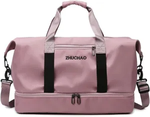 Gym Bag for Women,Sports Travel Duffel Bag, Weekender Overnight Bag with Wet Pocket and Shoes Compartment for Women, Travel,Workout,Gym, Yoga 915 (Deep Pink)