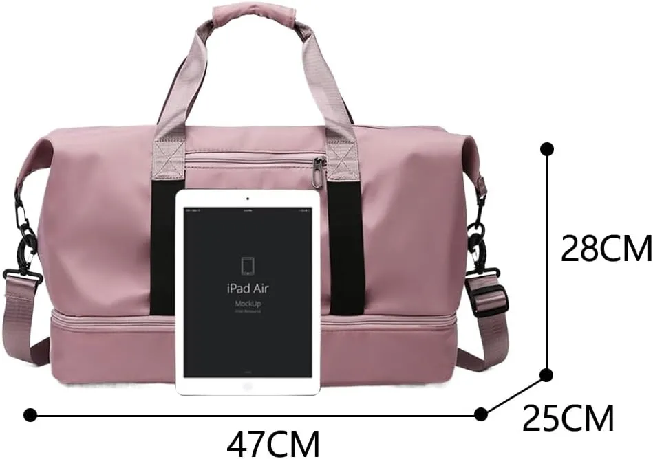 Gym Bag for Women,Sports Travel Duffel Bag, Weekender Overnight Bag with Wet Pocket and Shoes Compartment for Women, Travel,Workout,Gym, Yoga 915 (Deep Pink)