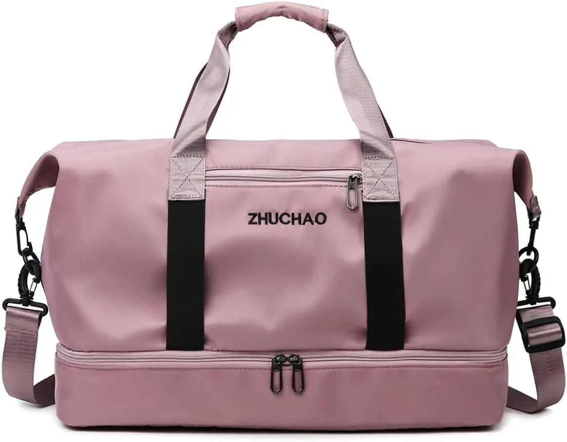 Gym Bag for Women,Sports Travel Duffel Bag, Weekender Overnight Bag with Wet Pocket and Shoes Compartment for Women, Travel,Workout,Gym, Yoga 915 (Deep Pink)
