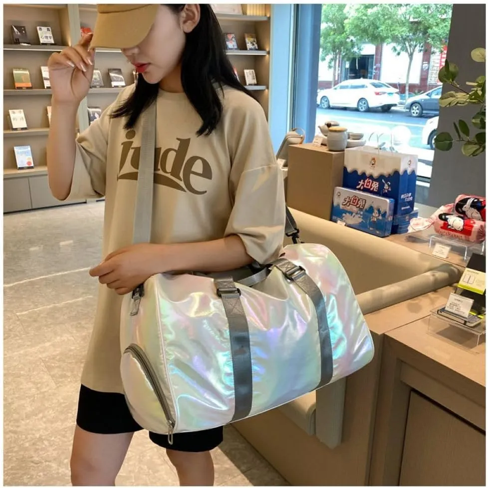 Gym Bag for Women,Sports Travel Duffel Bag, Weekender Overnight Bag with Wet Pocket and Shoes Compartment for Women, Travel,Workout,Gym, Yoga G10 (Beige)