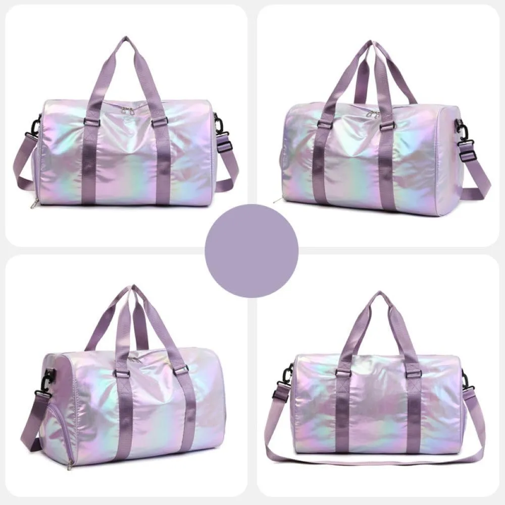 Gym Bag for Women,Sports Travel Duffel Bag, Weekender Overnight Bag with Wet Pocket and Shoes Compartment for Women, Travel,Workout,Gym, Yoga G10 (Purple)