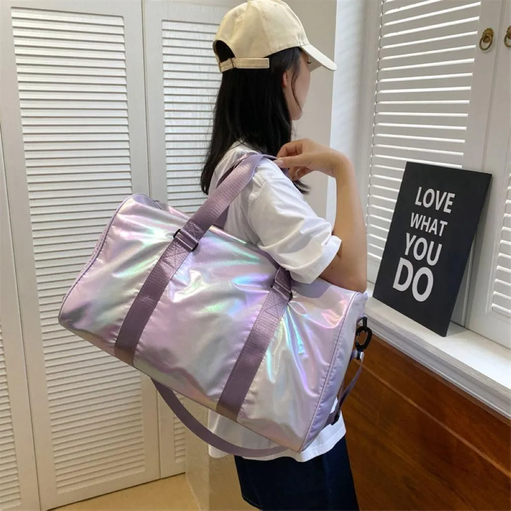 Gym Bag for Women,Sports Travel Duffel Bag, Weekender Overnight Bag with Wet Pocket and Shoes Compartment for Women, Travel,Workout,Gym, Yoga G10 (Purple)