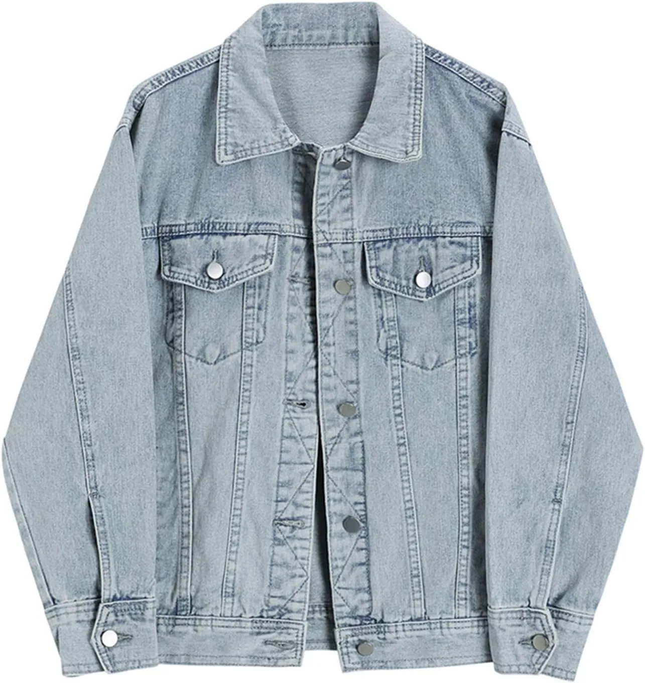 HALITOSS Women's Casual Cowboy Outerwear Rugged Jean Denim Biker Loose Trucker Jacket
