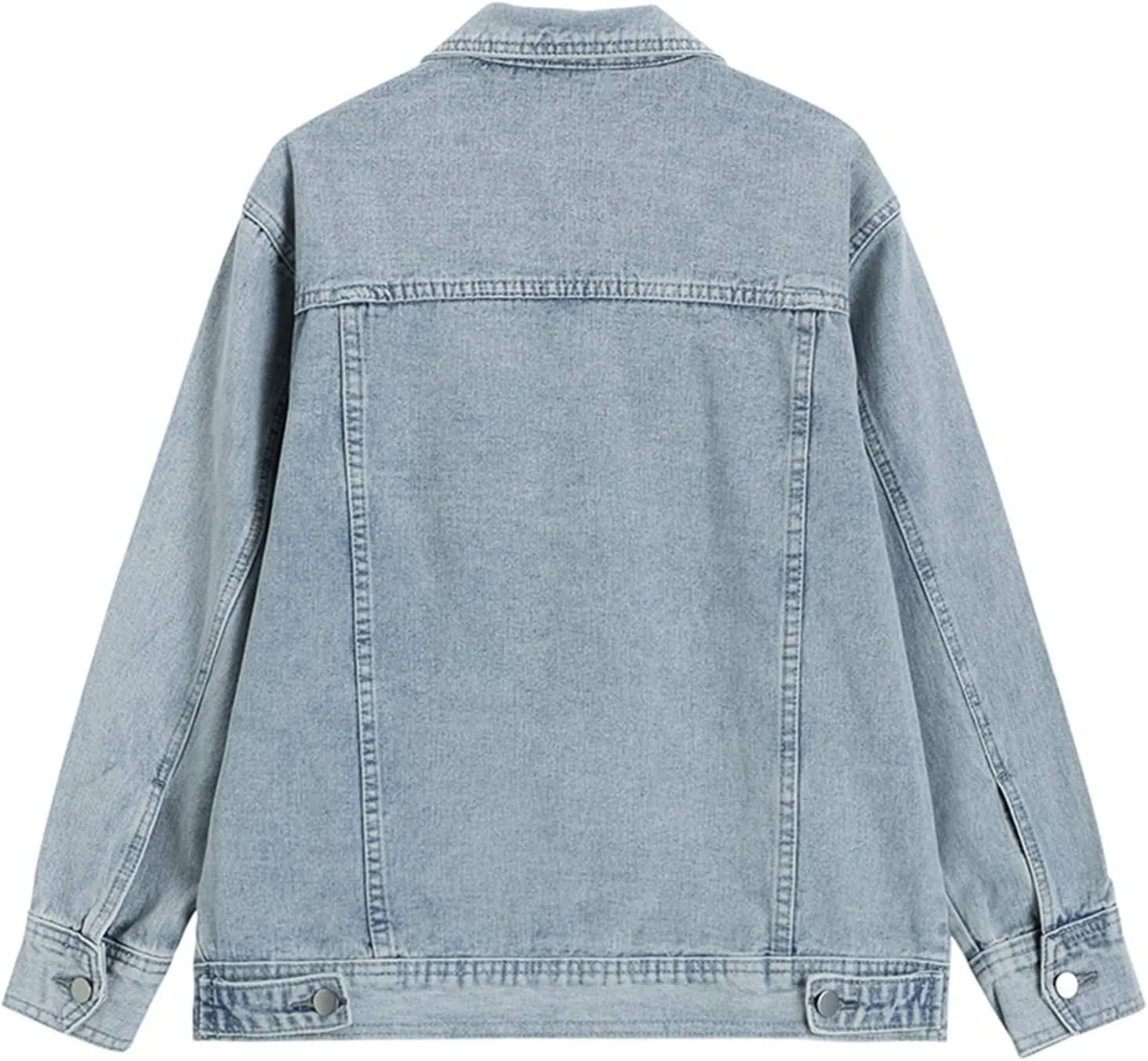 HALITOSS Women's Casual Cowboy Outerwear Rugged Jean Denim Biker Loose Trucker Jacket