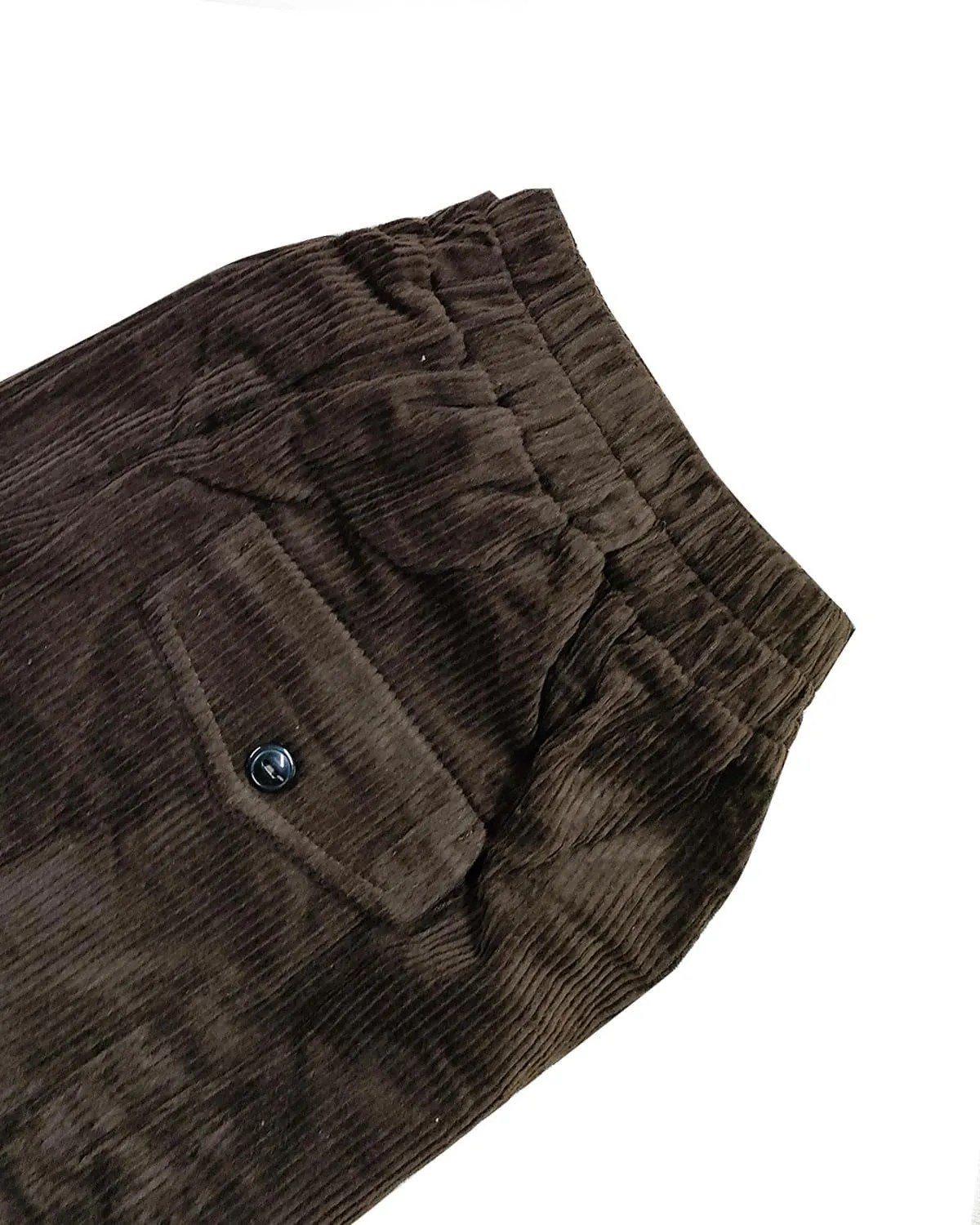IXIMO Women's Cropped Corduroy Pants Casual Comfy Elastic Waist Cotton Trouser Front Pockets