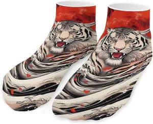 Japanese Cool Tiger Wave Cute Ankle Socks 1 Pairs Low Cut No Show Sock Breathable Stocking for Men Women
