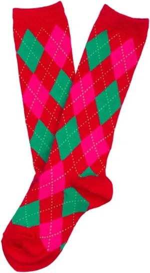 Jefferies Socks Argyle Pattern Fashion Novelty Knee High Socks 1 Pair Pack (Toddler, Holiday)